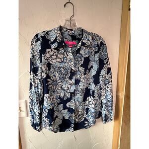 Lilly Pulitzer Floral Silk Button‎ Up Sz XS